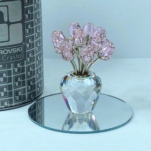 Swarovski "A Dozen Pink Roses" Secret Garden Retired w/box & mirror CB1261